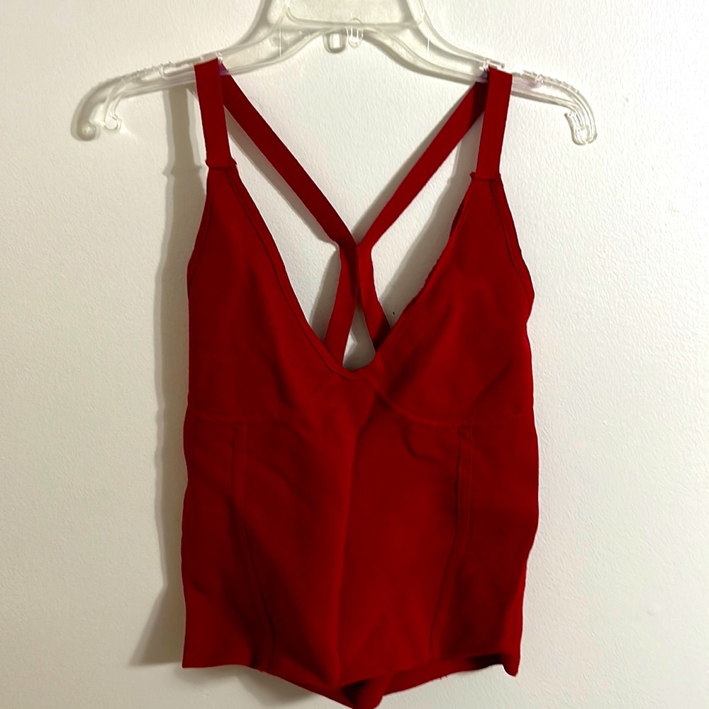 Red Crop Top With Strappy Back